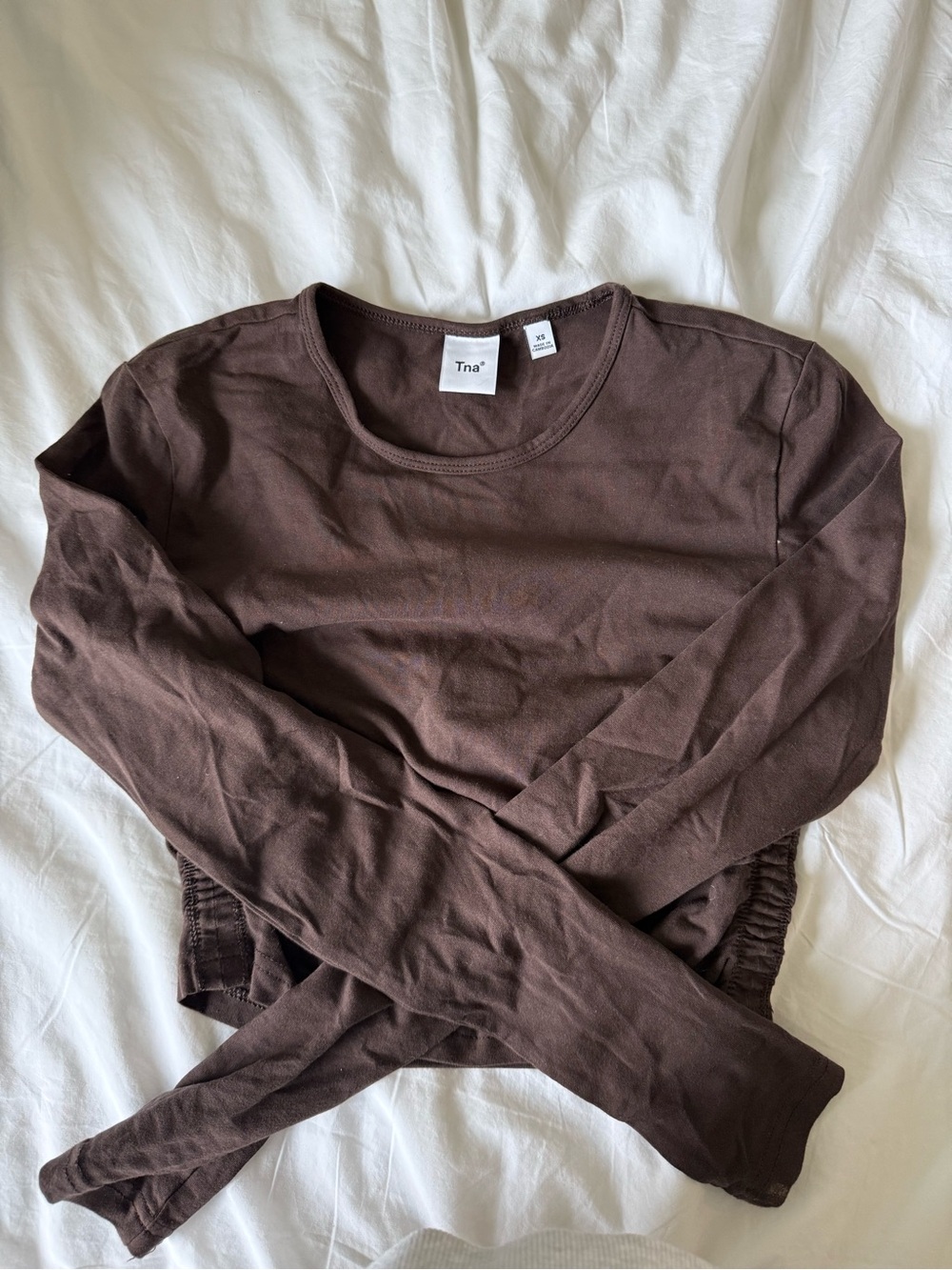 Tna Long-Sleeve Brown Crewneck Top